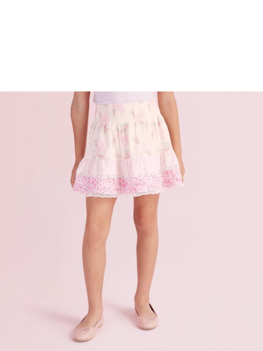 Clara Blooming Bows Tiered Skirt from LoveShackFancy x Target (Girls 14, pink)